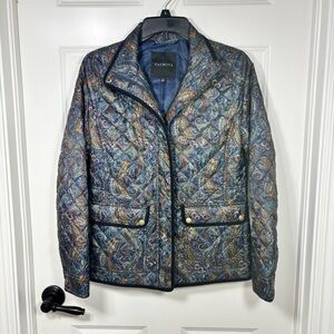 Talbots Paisley Quilted Puffer Jacket Women’s XS Blue